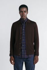 CARDIGAN CON COLLO POLO MORO